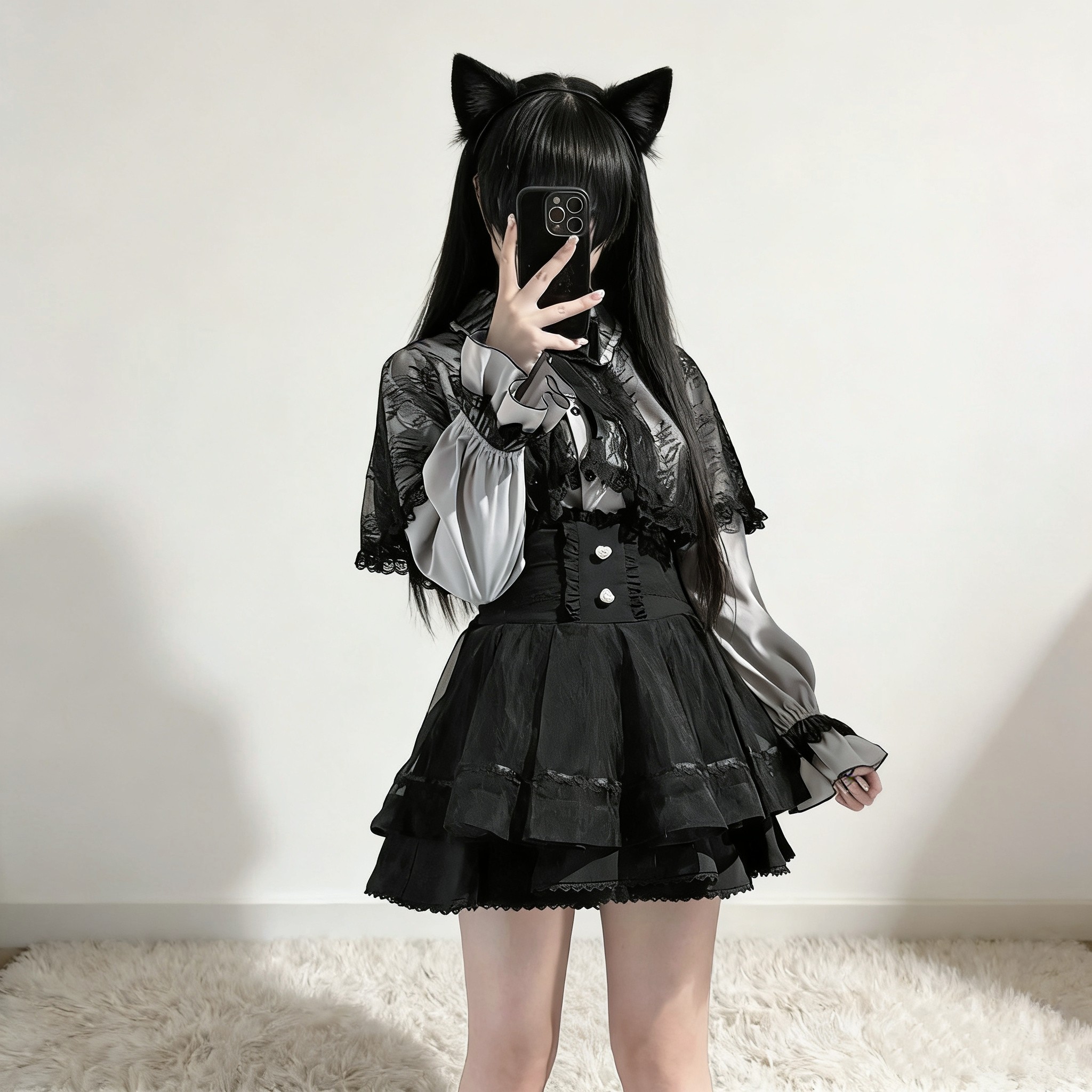 日系蕾服量产型亚文化清楚系蕾丝长袖上衣高腰黑色lolita半身裙萌,模玩/动漫/周边/娃圈三坑/桌游,lolita洛丽塔半身裙/裙撑,淘宝优惠券,粉丝福利购,淘宝优惠卷