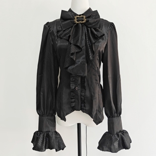 中世纪复古宫廷风王子系衬衫哥特黑色Lolita上衣英伦风短裤套装