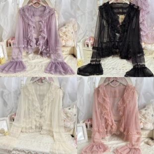 甜美Lolita开衫内搭外搭小罩衫防晒长袖披肩夏遮肉OP洋装蕾丝外搭