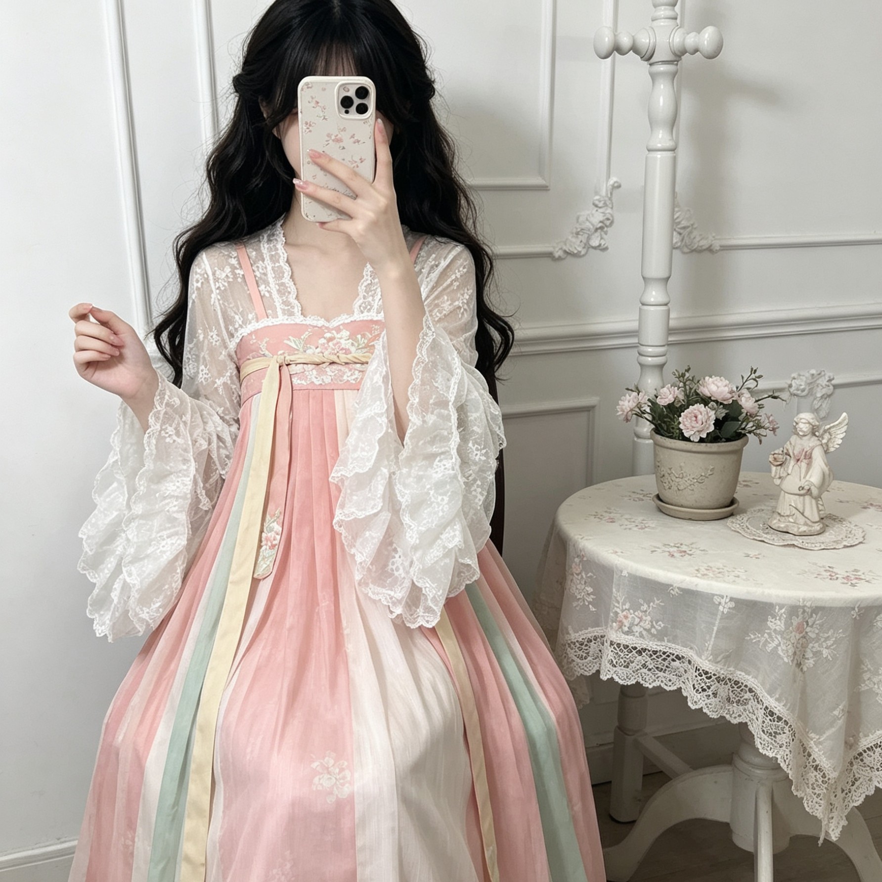 Lolita中华风蕾丝长袖内搭打底衫图片
