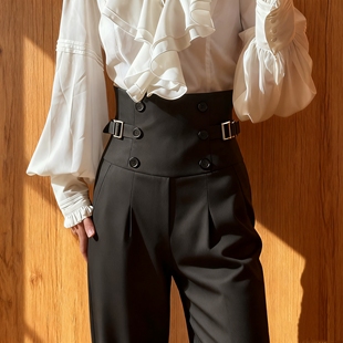 lolita王子系高腰长裤洛丽塔西裤复古中性风骑士裤英伦风裤子男女