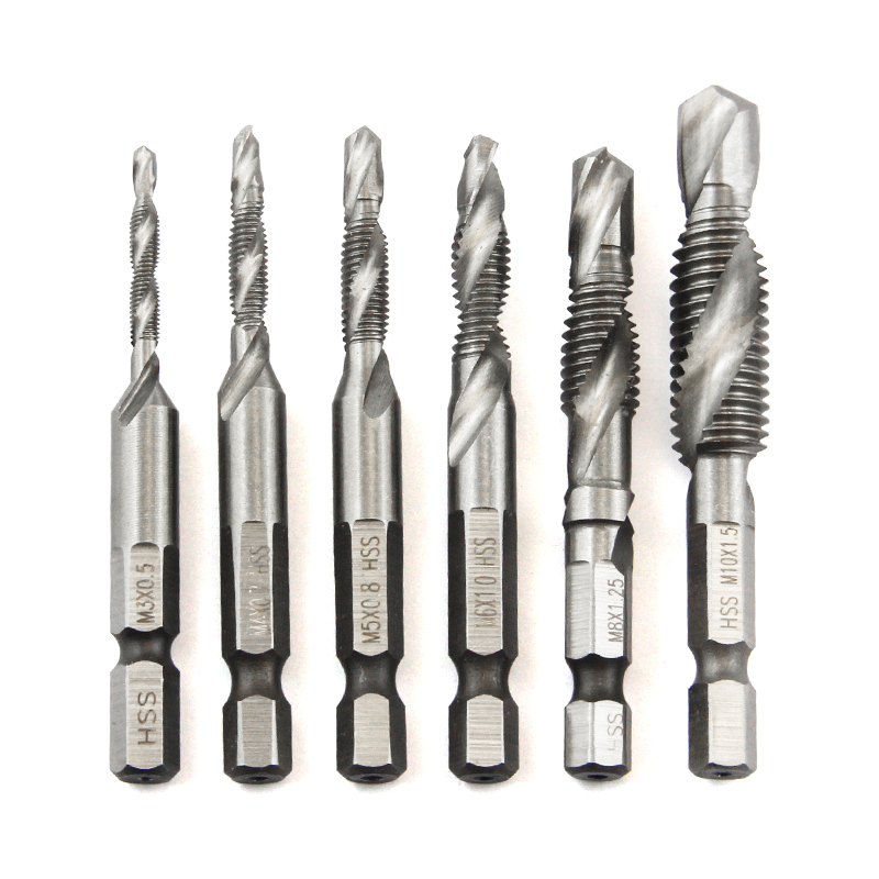 六角柄钻攻倒角一体复合丝攻丝s锥钻头 螺旋机用丝锥M3M4M5M6M8M1