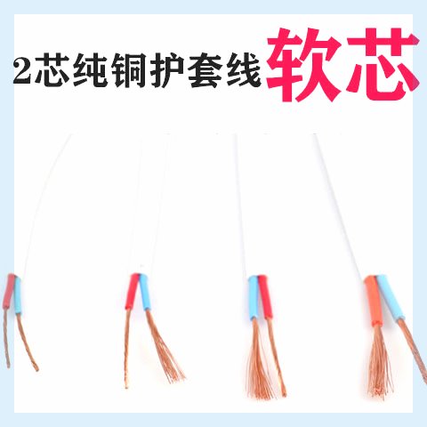 国标2芯护套线双芯电线纯铜软线家用1/1.5/2.5铜芯4/6平方电缆花