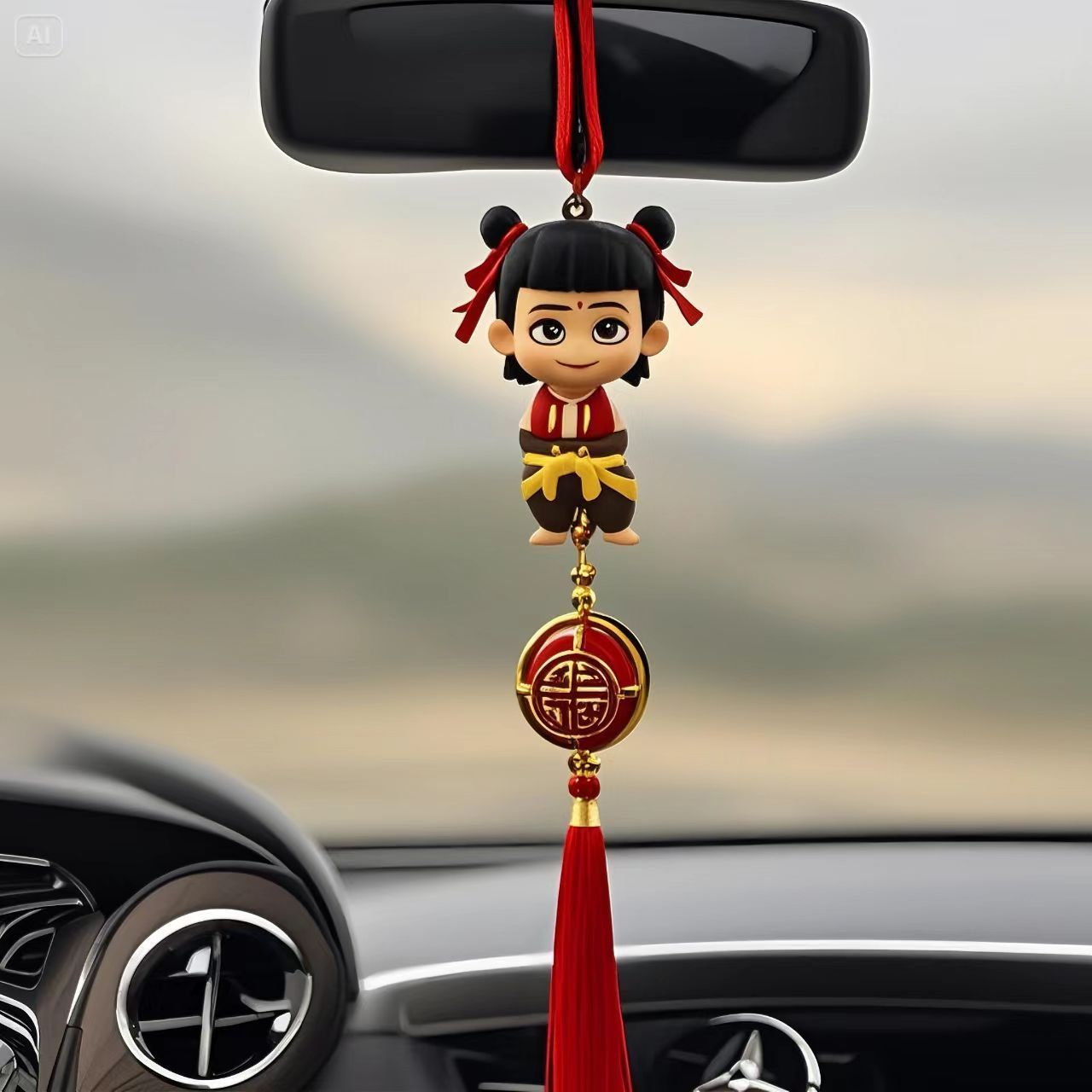 【3D立体】哪吒闹海爆款可爱卡通哪吒汽车后视镜挂件包包挂件