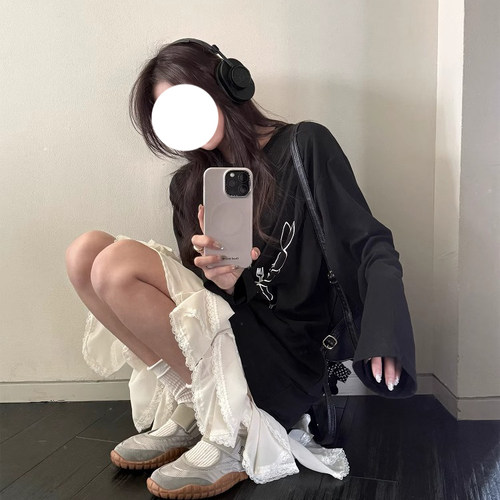 宽松全棉卡通长袖防晒上衣T恤衫