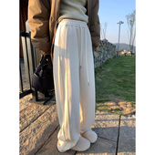 阔腿裤 LIL CHER牛乳椰奶拼接更显瘦慵懒复合加绒加厚保暖奶奶裤 女