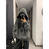 自留实穿派 LIL CHER 韩系慵懒宽松显瘦连帽拉链毛衣外套女秋冬