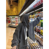 素颜穿搭 LIL CHER 500g双面复合奥粒绒拉链连帽宽松卫衣外套秋冬