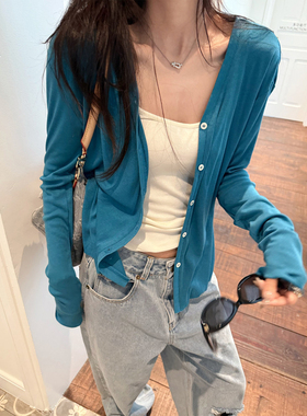 LIL CHER 高品针织开衫亲肤软糯空调衫防晒衫上衣女慵懒百搭春夏