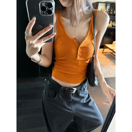 肩带弹力简约修身无袖吊带背心女