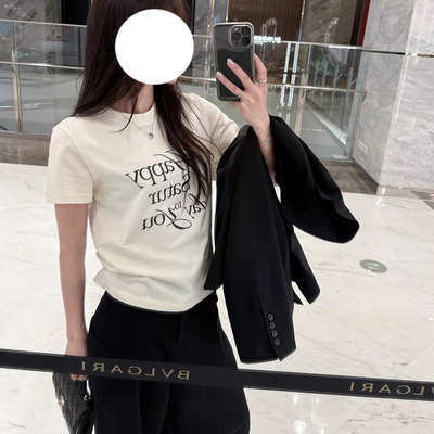 纯棉印花字母T恤saturday短袖女