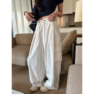 宽松工装 抽绳长款 裤 长裤 女春夏 LIL 休闲裤 CHER重工水洗户外机能裤