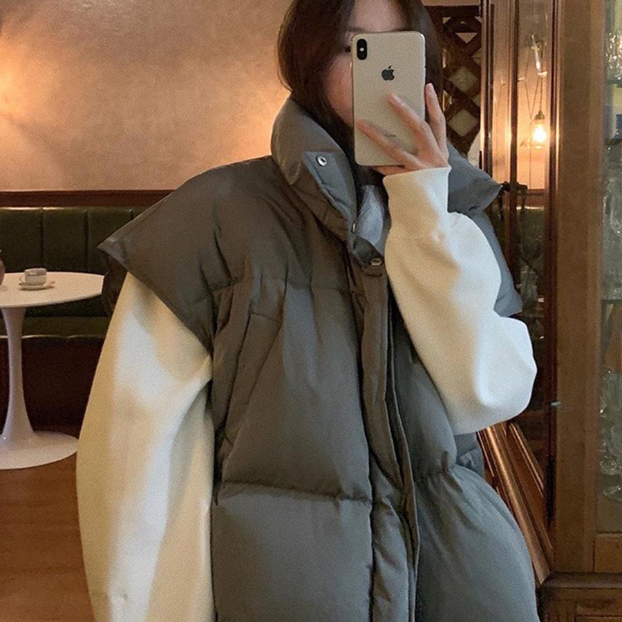 宽松显瘦灰色羽绒服马甲外套上衣