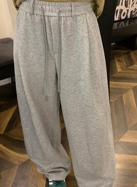 清仓 运动阔腿裤高个子加长卫裤女灰色香蕉裤宽松镰刀裤加绒女