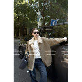 CHER 大码 微胖 LIL 摩登老钱风 独特宽松加厚加绒皮毛一体外套