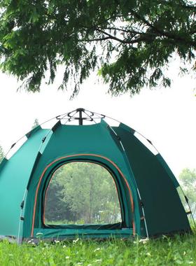 全自用动帐篷 多人户雨IEK外品-人六4角帐篷户外露营野营防厂家