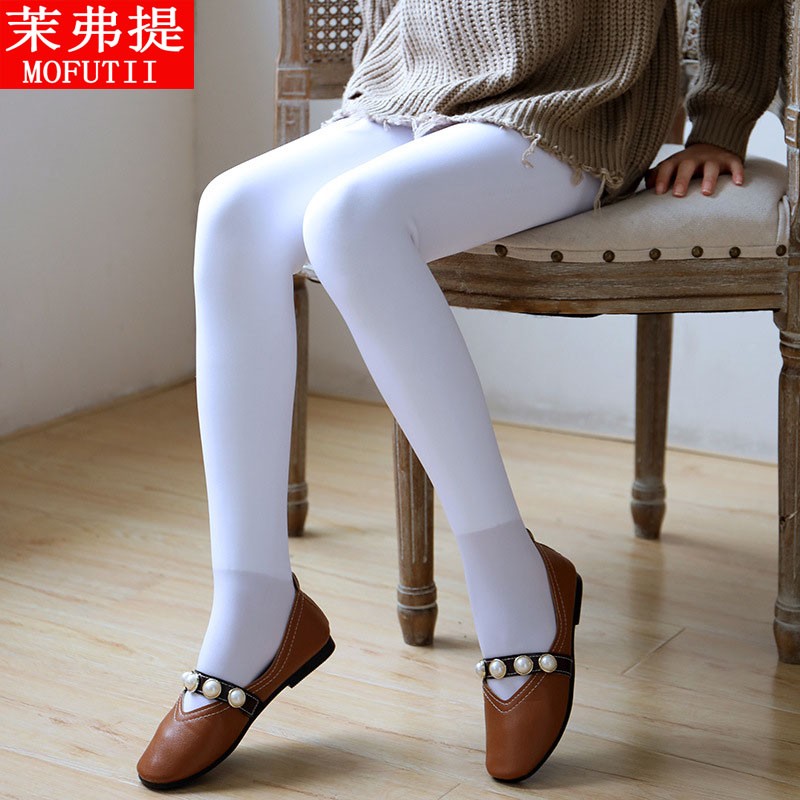 儿童舞蹈连裤袜春秋冬季加绒加厚女童白色跳舞蹈R丝袜抗起球打底