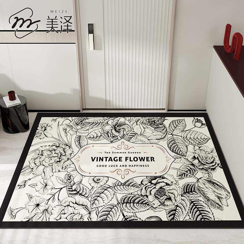 美式皮革地垫入户门进门可擦免洗C懒人脚垫大门口玄关门前防水地