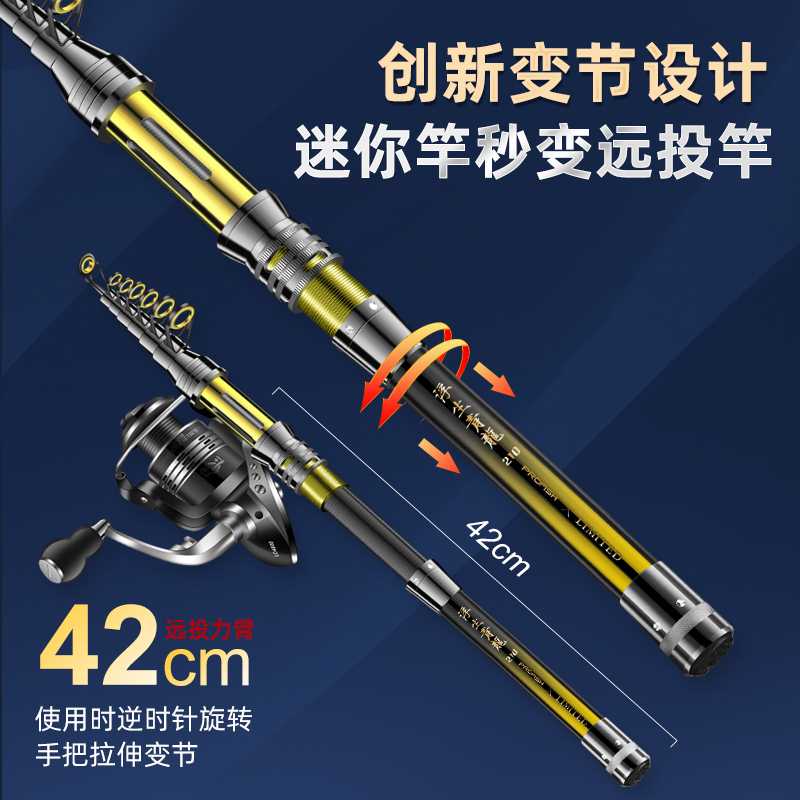 迷你小海竿抛竿超短节鱼竿超硬小海杆套装远投钢笔裸竿路亚竿甩杆