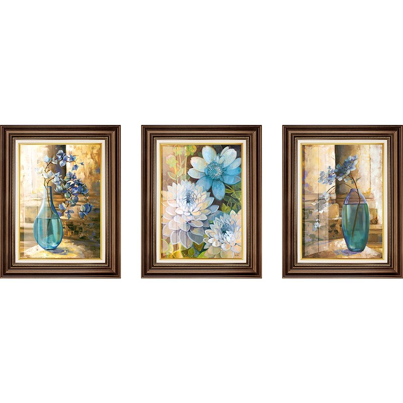 网红美式乡村挂画客厅沙发背景墙花卉装饰画现代玄关组Z合三联壁图片
