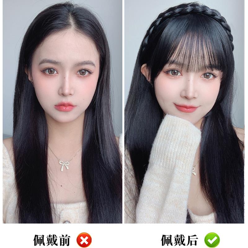 空l9Z4vfV7气刘海发女真发子发箍流海自然假前额遮白发头顶发假发