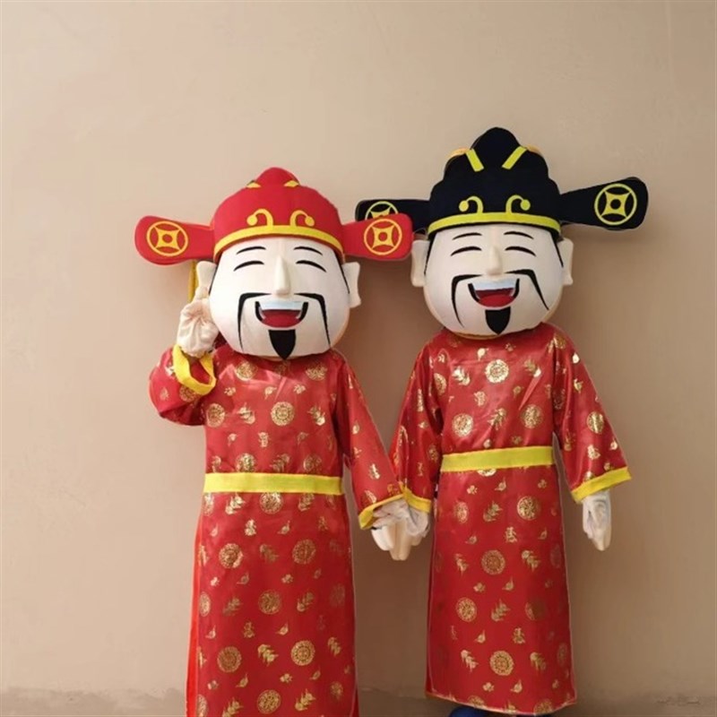 定制财神爷卡通人偶服装头套 新年吉R祥物玩偶服套装