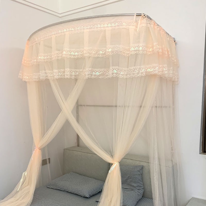 升降伸缩蚊帐家用加l密单三门落地不锈钢管加厚支架蚊帐1.5m8新款