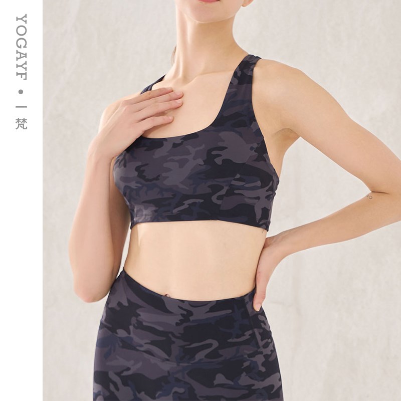 瑜伽服文胸美背内衣夏季新款专业高端运动跑步迷R彩背心女上衣bra