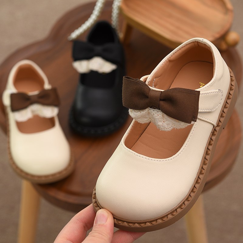 儿童公主鞋女童鞋子2025春秋新款软底洋气女孩黑色皮鞋小学生单鞋