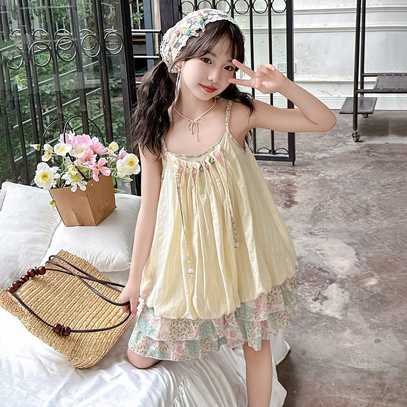 女童连衣裙夏装2j024新款洋气小女孩吊带裙夏季裙子童装儿童公主