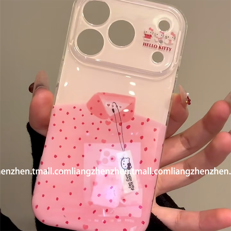 ins风波点领结HelloKitty猫双层适用苹果17promax手机壳iphone16pro女款15新款13可爱14卡通甜美粉色小众少女,3C数码配件,手机保护套/壳,淘宝优惠券,粉丝福利购,淘宝优惠卷
