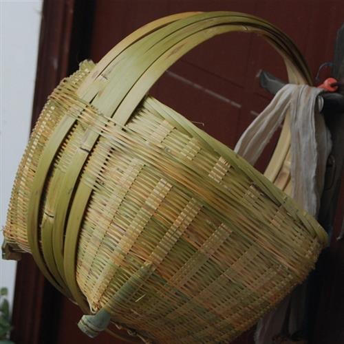 农家人手工竹编织竹篮子水果篮手提菜篮竹筐鸡蛋篮提篮蓝收纳家用