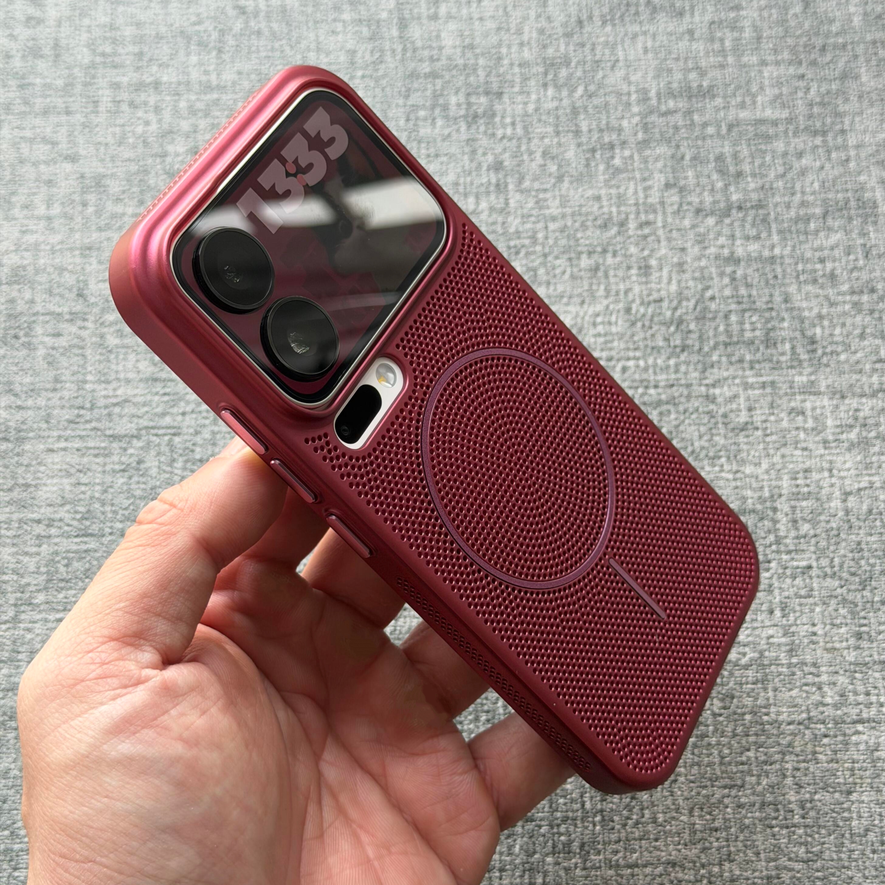 适用小米17电镀网孔磁吸手机壳