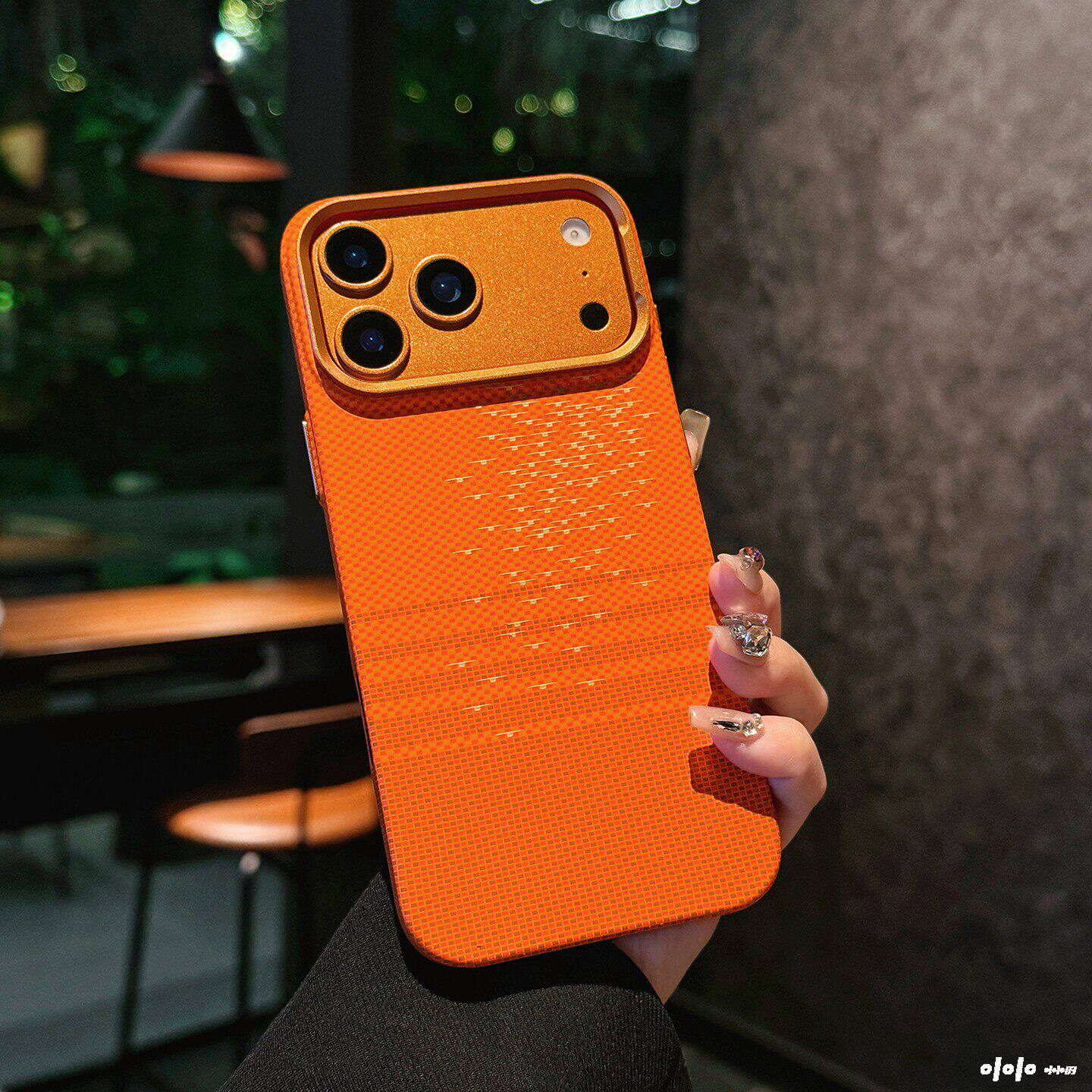 新品【浮光波粼】凯夫拉碳纤维纹适用iphone17Air手机壳17promax苹果16pro磁吸15高级感轻奢橙色全包防摔男女