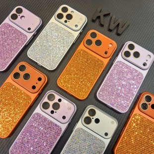 秒变17闪粉镜头膜适用iphone17Promax手机壳苹果16promax轻奢高级感15pro新款14亮钻13全包防摔时尚硬壳男女