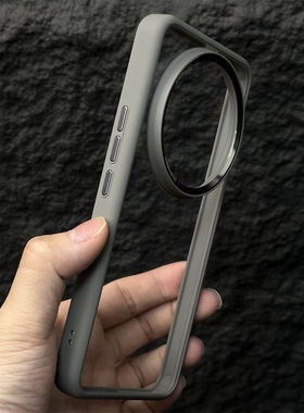 高透亚克力金属镜头圈适用小米14Ultra手机壳xiaomi17promax简约全包高级感硬壳软边15防摔亚克力14pro保护套