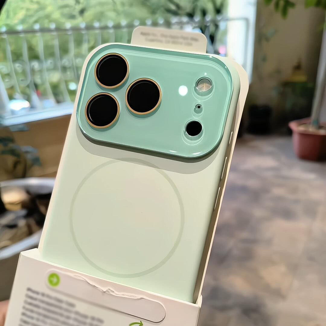 清新奶绿色少女细圈磁吸液态硅胶适用苹果17promax手机壳新款iphone16pro水晶镜头全包15高级感14防摔13爆款2