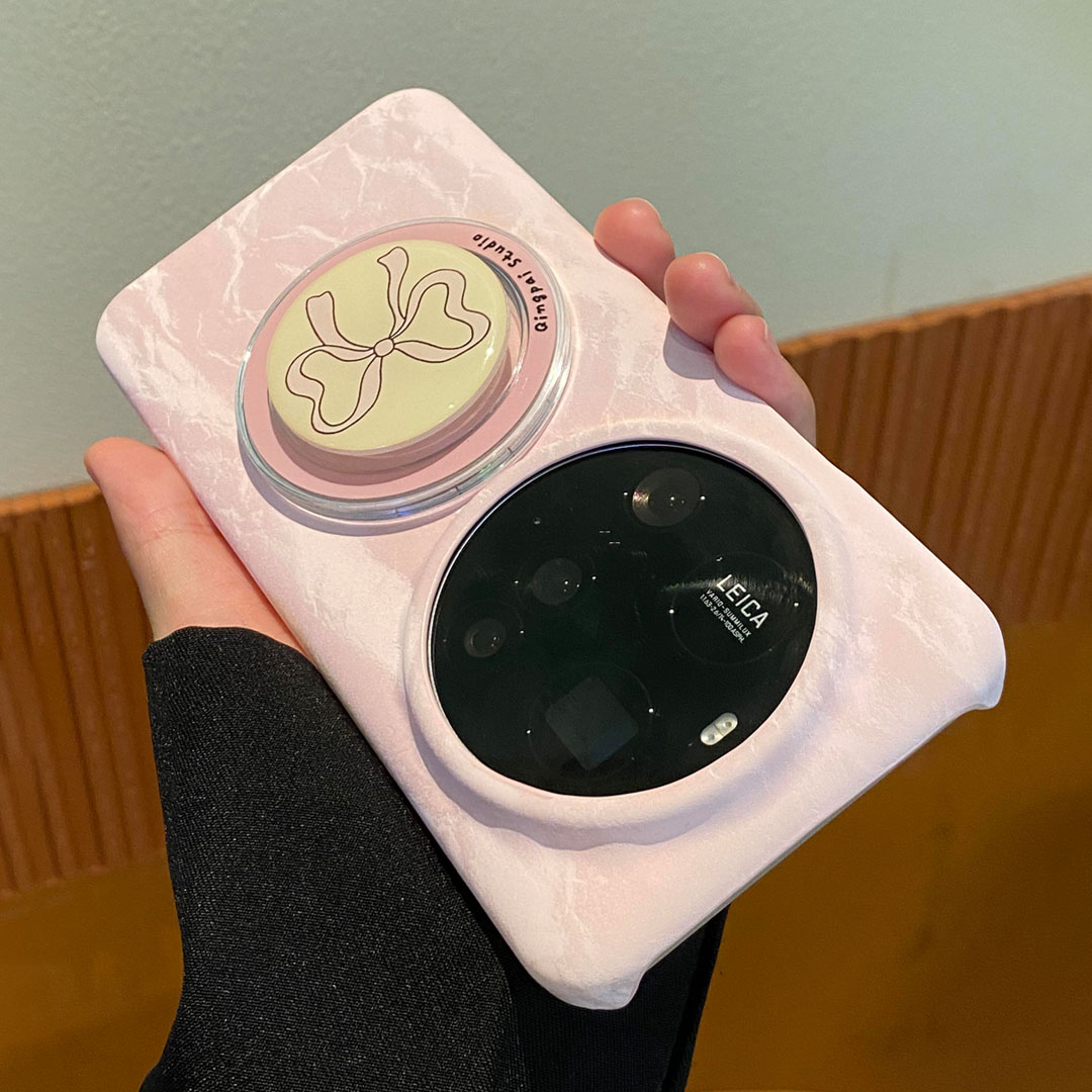 新款粉色丝绒复古磁吸手机壳