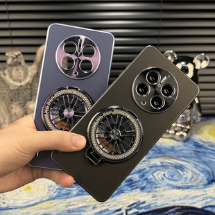 mate60pro旋轉陀螺支架mate40全包P70榮耀200防摔magic6男 不沾指紋流光磨砂適用華為mate50pro磁吸手機殼新款