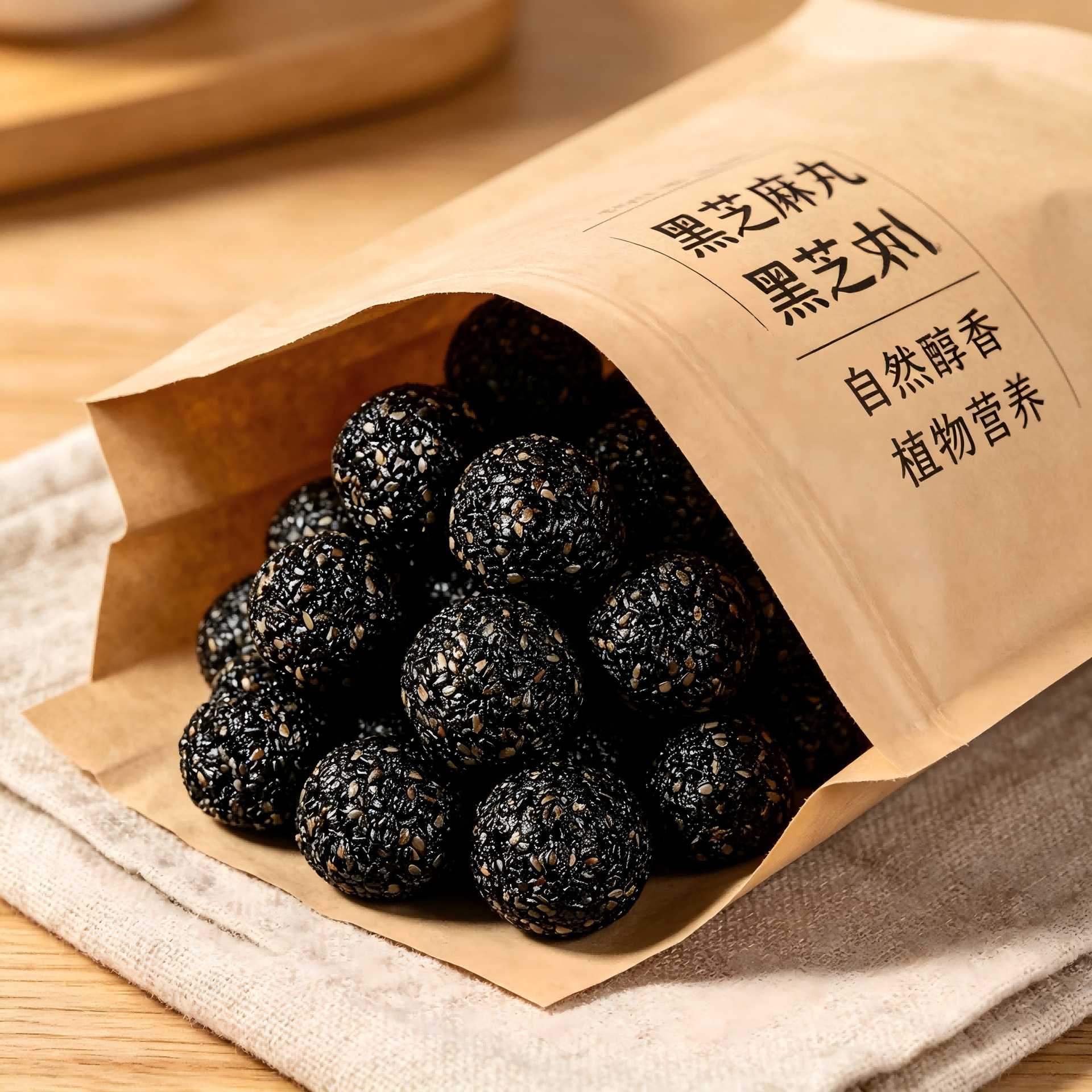 黑芝麻丸罐装手工制作无添加即食蜜丸滋补零食实惠装