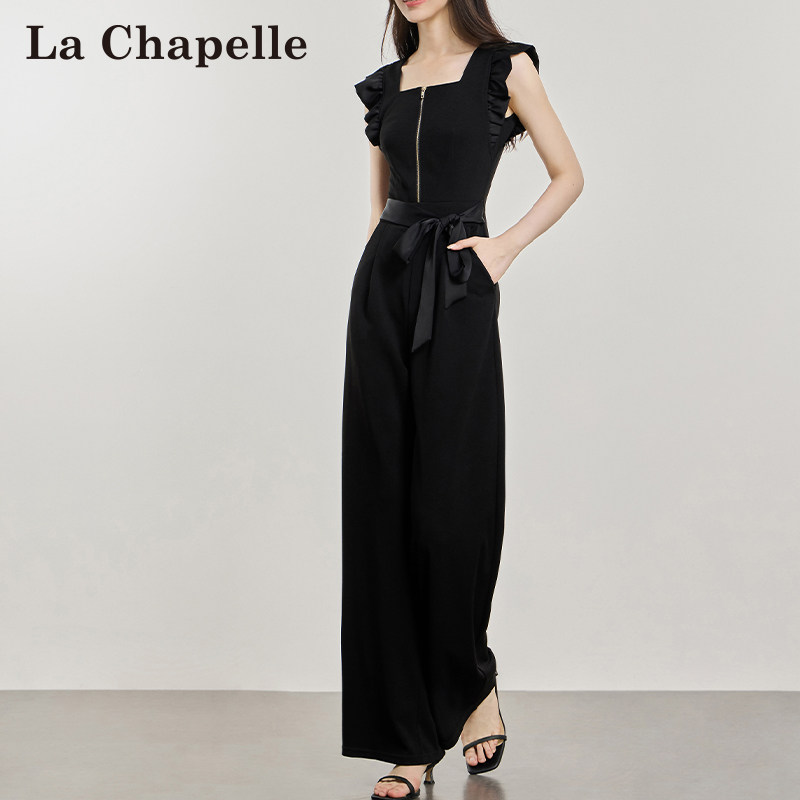 LaChapelle/拉夏贝尔2026夏季新款黑色百搭休闲减龄连体裤女10382