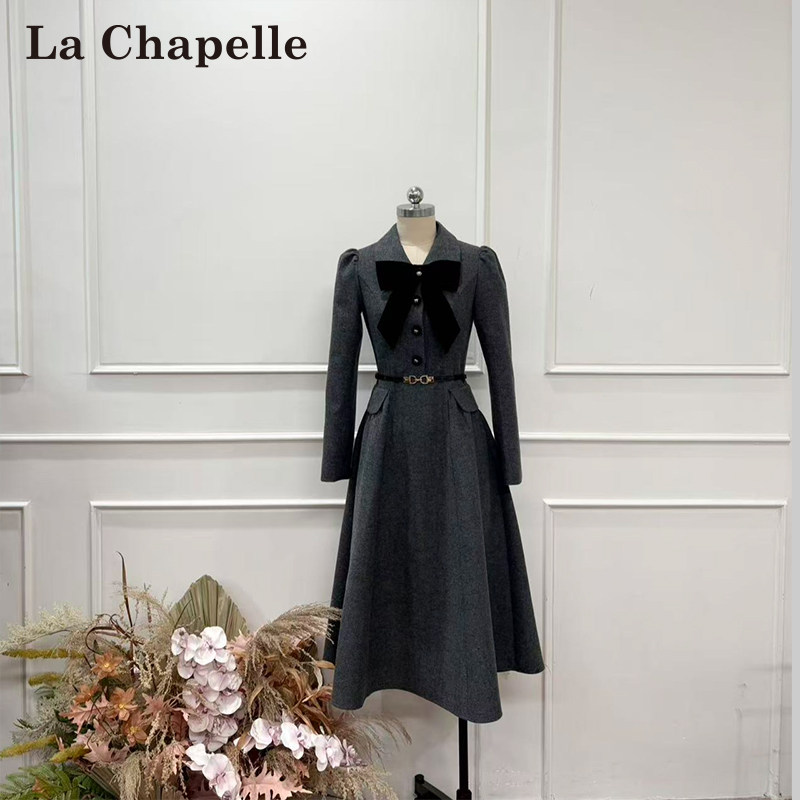 LaChapelle/拉夏贝尔2025年秋季新款气质名媛风蝴蝶结连衣裙10698