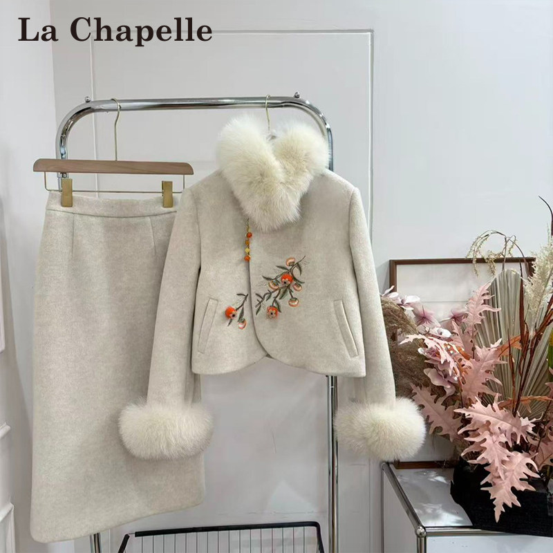 LaChapelle/拉夏贝尔2026冬季新款时尚气质新中式羽绒服套装10737