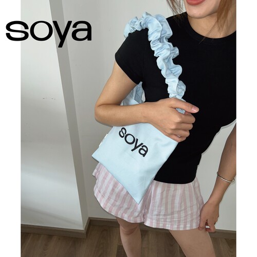 SOYA刺绣撞色厚实帆布小包包