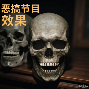 直播头套面具恶搞节目效果影态逼真舞会吓演出嘴巴可动骷髅全头颅