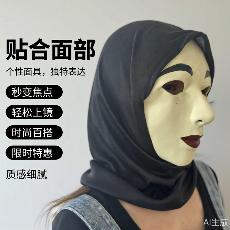 酒吧抽象搞怪恶搞乳胶面具直播头套年会全脸party威尼斯惊魂夜泪