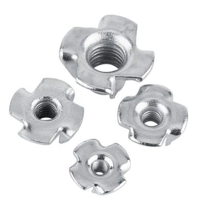 Zinc Plated Carbon Steel T-Nut Four-Pronged Tee Nuts Set For