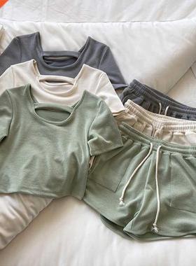 Summer Women Solid Color Yoga Suit Fitness Sportswe Workou