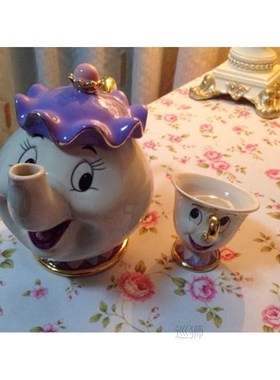 Cartoon Beauty And The Beast Teapot Mug Mrs Potts Chip Tea P