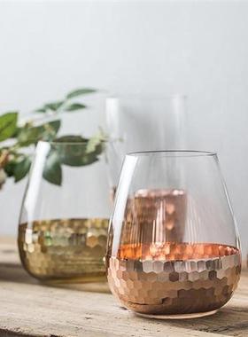 Gold Foil Glass Vase For Home Decoration Flower Vase Figuri